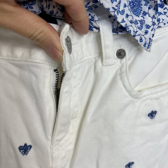 Ralph Lauren Nautical Girls White Pants Belted Blue Embroidery Boot Leg Sz 12 - Picture 6 of 13